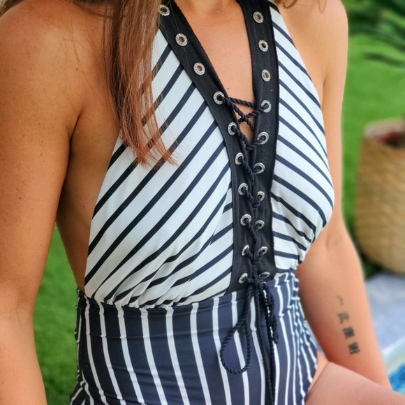 Despi Swim Despi Halter One Piece With Front Lacing Detail Poshmark